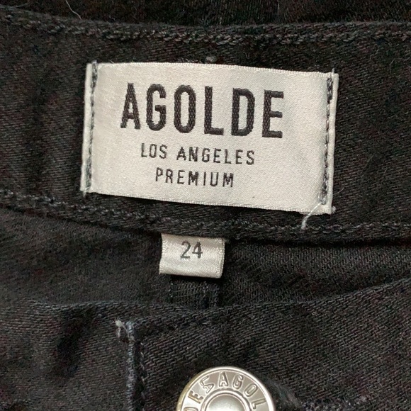 Agolde Jamie High Waist Classic Black Jeans 24 - Picture 10 of 12